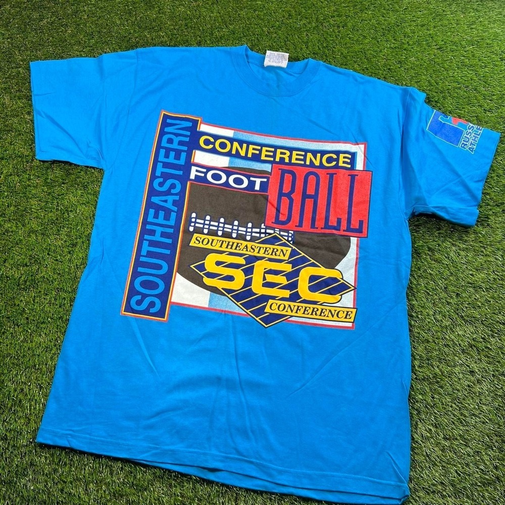 VTG SEC Football T-Shirt XL Single Stitch Made U.S.A. The Game Blue 1990s Tee